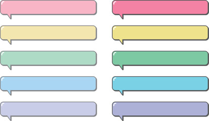 ツヤのある吹き出し風角丸テロップフレーム10種セット_左