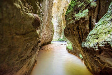 Peristeria Gorge with water, Peloponnese, Greece