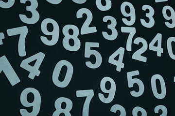 Background or texture of numbers. Finance data concept. Mathematic. Banking or currency. Business and economic growth.
