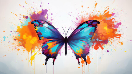Butterfly nature insect design beauty summer abstract background watercolor art spring background