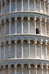 Fototapeta na wymiar Italy, Pisa, July 26, 2023. The Tower of Pisa is the bell tower of the Cathedral of Our Lady of the Assumption of Pisa, in Tuscany.