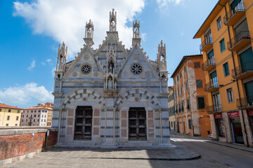 Italy, Pisa, July 26, 2023. The church of Santa Maria della Spina is a small Italian church in the Gothic style,
