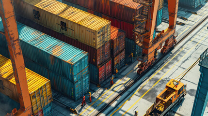 Fototapeta premium Container dockers are inspecting containers