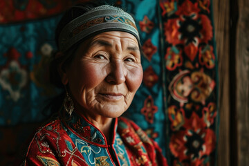 Kazakhstan mature woman in the traditional dress