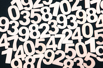 Background or texture of numbers. Finance data concept. Mathematic. Banking or currency. Business and economic growth. - obrazy, fototapety, plakaty