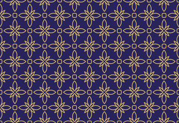 gold pattern on blue background.Seamless geometric pattern. Color print.. Pattern for commercials.