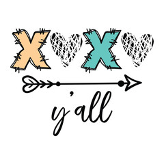 xoxo y’all Happy valentine's day shirt Design Print Template Gift For Valentine's