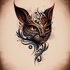 Obraz premium cat tribal tatoo