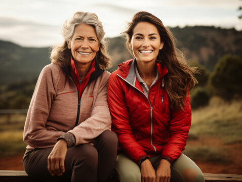 Retrato De Madre E Hija Haciendo Deporte En La Naturaleza