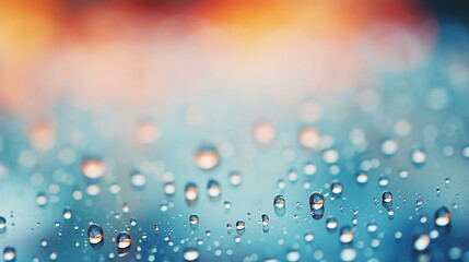 Soft focus on raindrops on a window pane, suggesting the refreshing showers of spring. [backgrounds for designer's works spring awakening of nature and femininity] - obrazy, fototapety, plakaty