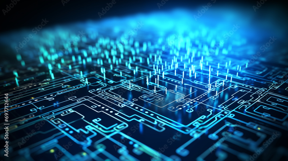 Poster an illustration of a 3d encrypted code securing sensitive data, 3d security, blurred background, wit
