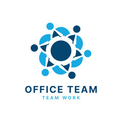 Office team workers Logo design creative and modern circle concept with people teamwork