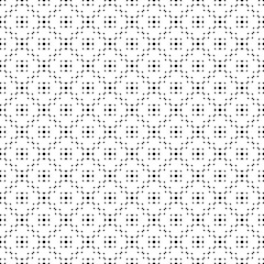 Circles, dots, figures pattern. Seamless ornament. Ethnic ornate. Folk design. Geometric image. Tribal wallpaper. Geometrical background. Retro motif. Ethnical textile print. Abstract illustration.