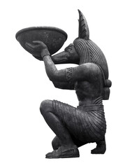 Anubis Stone Egyptian ancient art Sculpture Statue - obrazy, fototapety, plakaty