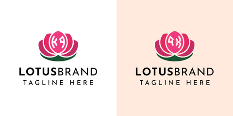 Letter KQ and QK Lotus Logo Set, suitable for business related to lotus flowers with KQ or QK initials.