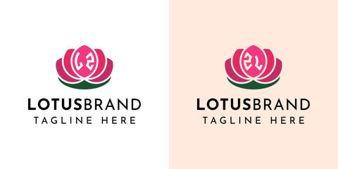 Letter LZ and ZL Lotus Logo Set, suitable for business related to lotus flowers with LZ or ZL initials. - obrazy, fototapety, plakaty