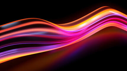 Fototapeta premium 3d render, abstract multicolored folded ribbon isolated on black background, pink yellow red neon lines, digital futuristic wallpaper