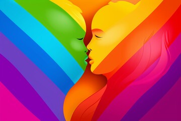 Pride LGBTQIA happy Lesbian day. Generative AI - obrazy, fototapety, plakaty