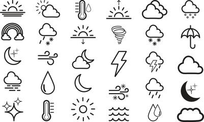 Weather icon sets for web.  - obrazy, fototapety, plakaty