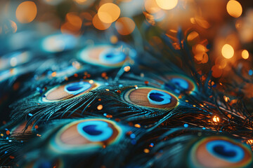 Colorful Peacock Feathers Wallpaper, A Carnival-Inspired Wallpaper of Peacock Plumes and Confetti Magic - obrazy, fototapety, plakaty