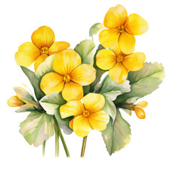  yellow Primrose ,illustration watercolor