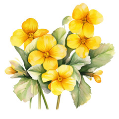 Fototapeta premium yellow Primrose ,illustration watercolor