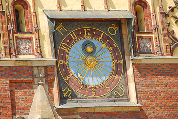 Sundial Wrocław Town Hall - obrazy, fototapety, plakaty