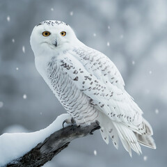Snowy Owl Perched in Winter Scenery