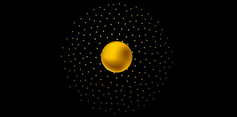 Christmas Balls Seamless Pattern On Black Background, Golden Christmas Balls Vector Illustration.