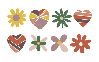Abstract floral hearts vector clipart. Valentine's day vector clipart.