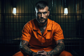 tattooed prisoner looking at camera