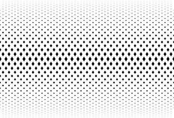 Geometric pattern of black diamonds on a white background.Seamless in one direction.Option with an average fade out.The radial grid