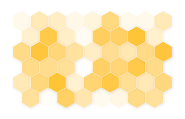Abstract yellow orange beehive raster background plate icon. Honeycomb bees hive cells pattern sign. Funny bee honey shapes vector icons for banner, card or wallpaper. Fun texture hexagon cell signs.