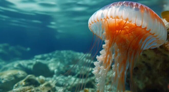 jellyfish swimming in the sea footage