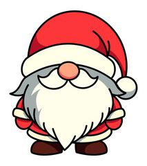 Cute Gnome Santa Claus in Christmas costume isolate on white  background vector illustration