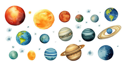 a colorful painting of space planets in various colors