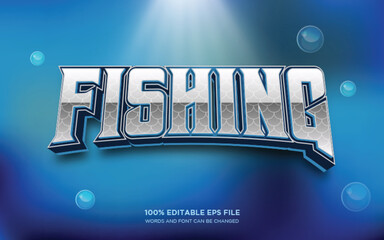 Fishing 3D editable text style effect