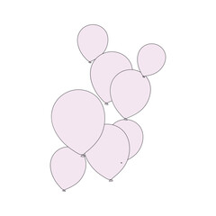 Balloon continuous Single line art, One sketch outline drawing vector illustration
