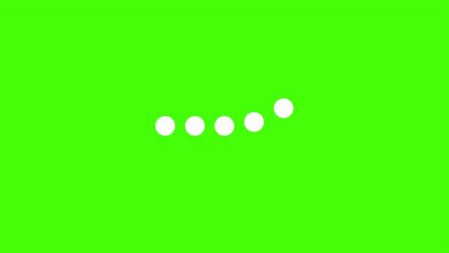 White dots loading bar and typing in progress animation on green screen chromakey 4k
