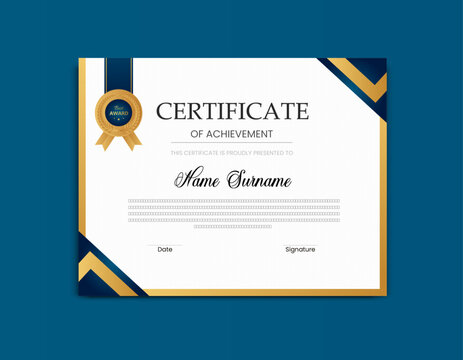 Creative certificate design. Modern business certificate design template. Appreciation & Achievement Certificate Design style with  pattern. Vector illustration