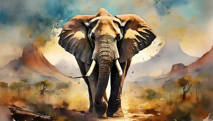 Fotobehang elephant in the desert © Nguyen