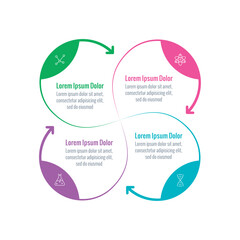 four steps infographic. business infographic. scientific information template. round infographic template