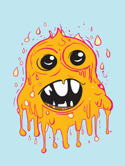 drippy monster icon hand drawn illustration