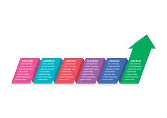 folded papers and arrow sign informational template. six steps infographic template. magazine, web, business, internet, annual report infographic template