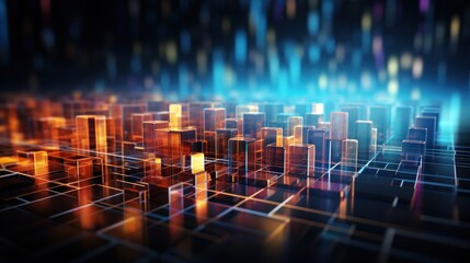 Fototapeta premium cyberspace, technology, datum, digital, communication, design, network, computer, future, futuristic. image of digital, wall with many pieces of blue and red light. 3D rendering illustration via ai.