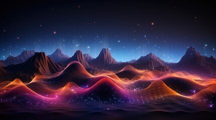 line, colours, art, light, abstract, mountain, design, wallpaper, colorful. mountain abstract art background image with smooth lines colorful with border motion and night sky via ai generate.