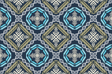 Ethnic Figure aztec embroidery style. Geometric ikat oriental traditional art pattern.Design for ethnic background,wallpaper,fashion,clothing,wrapping,fabric,element,sarong,graphic,vector illustration