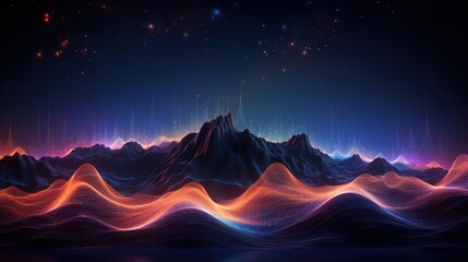 line, colours, art, light, abstract, mountain, design, wallpaper, colorful. mountain abstract art background image with smooth lines colorful with border motion and night sky via ai generate. - Powered by Adobe