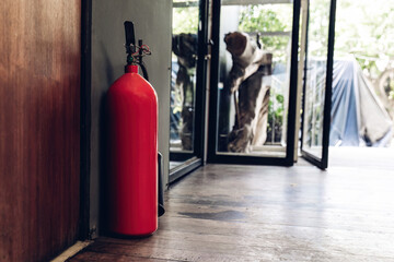 Fire extinguisher in the operating department . Install a fire extinguisher on the floor in...