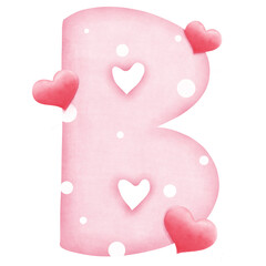valentine alphabet B with red heart
